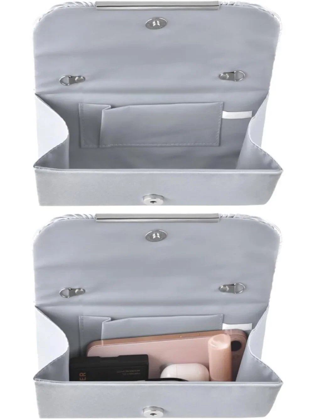 Women's Silver Clutch Purse Evening Envelope Wedding Crossbody Shoulder Bag